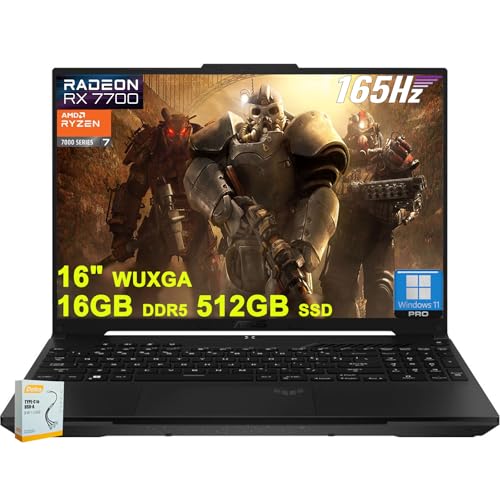 Asus TUF Gaming A16 Ordinateur portable | 16 WUXGA 165 Hz 100 sRGB | AMD 8-core Ryzen 7 7735HS | 16 Go DDR5 512 Go SSD | Radeon RX7700S 8 Go graphique ( RTX4060) | USB-C rétroéclairé USB 4 Win11Pro