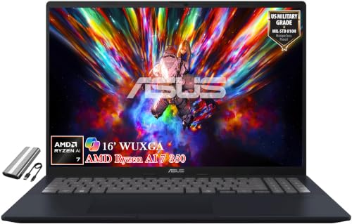 ASUS Vivobook Ordinateur portable professionnel 16 , AMD Ryzen AI 7 350, WUXGA, 16 Go DDR5, Webcam FHD, Wi-Fi 6, Windows11 Home (16 Go de RAM | SSD de 2 To)