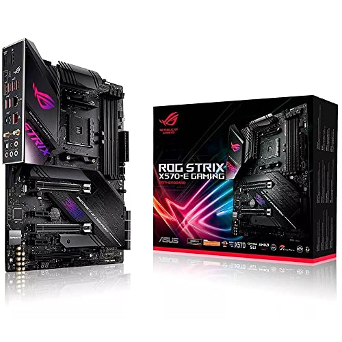 ASUS ROG STRIX X570-E GAMING – Carte mère gaming AMD AM4 Ryzen 3000 (PCIe 4.0, M.2, DDR4, Wi-Fi 6, 2.5G LAN, Intel LAN, HDMI, Display Port, SATA, USB 3.2 Gen 2 Type-A Type-C, Aura Sync)