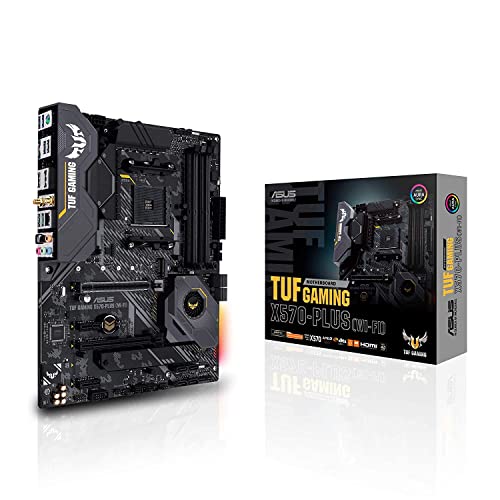 ASUS Computer TUF Gaming X570-Plus Carte mère AMD AM4 X570 ATX (PCIe 4.0, Dual M.2, Wi-FI, 14 Dr. MOS Power Stages, HDMI, DP, SATA 6 Go s, USB 3.2 Gen 2 et Aura Sync RGB Lighting)