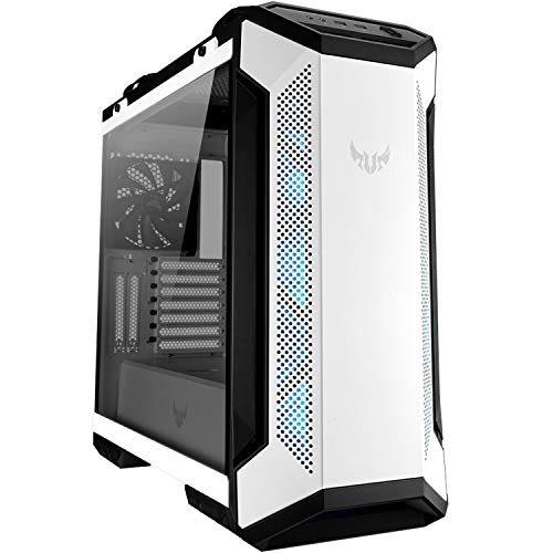 ASUS TUF Gaming GT501 Boîtier Tour d'ordinateur, pour Cartes mères EATX, 2 Panneaux Avant USB 3.1, Verre trempé fumé, en Acier, Quatre emplacements pour Ventilateurs, édition Blanche, Taille Moyenne