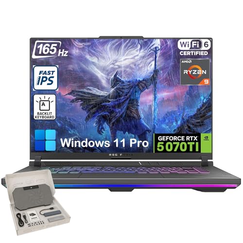 ASUS Ordinateur portable de jeu ROG Strix G16 2025, NVIDIA GeForce RTX 5070 Ti, écran 16 16 10 165 Hz 3 ms, AMD Ryzen 9 8940HX (jusqu'à 5,3 GHz), 32 Go de RAM DDR5, 1 To SSD, Ko rétroéclairé, Win11