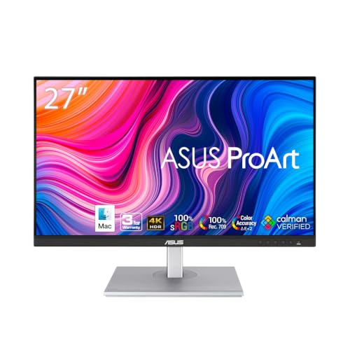 ASUS ProArt Display PA279CV Moniteur 4K HDR UHD (3840 x 2160) 27 IPS, 100 sRGB Rec. 709, E 2, USB-C DisplayPort HDMI USB, calman vérifié, Soins des Yeux, Pivot inclinable pivotant Hauteur