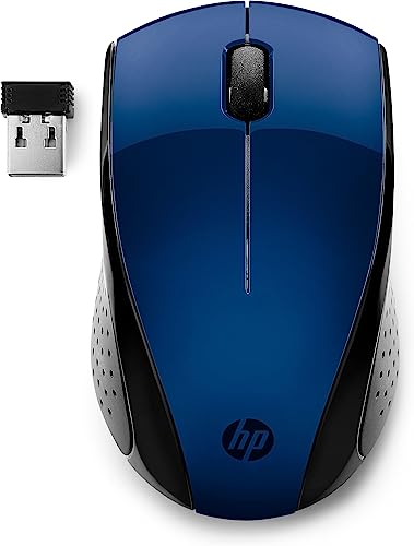 HP - PC 220 - Souris Sans Fil Bleu Lumière (USB, 1600 DPI, Ambidextre) 7KX11AA ABB 9,48 x 5,7 x 3,91 cm