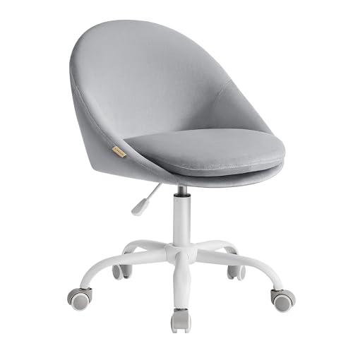 SONGMICS Chaise de Bureau, Fauteuil Pivotant en Tissu Coton-Lin, Siège Confort, Rembourrage en Mousse, Réglable en Hauteur, pour Bureau, Chambre, Gris Tourterelle OBG020G01