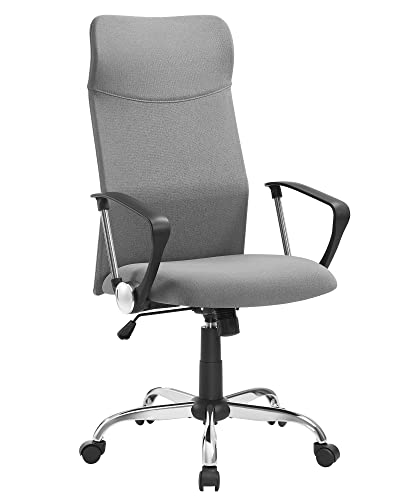 SONGMICS Fauteuil de Bureau, Chaise Ergonomique, Siège Pivotant, Assise Rembourrée, Réglable en Hauteur et Inclinable, Capacité de Charge 120 kg, Gris OBN034G01