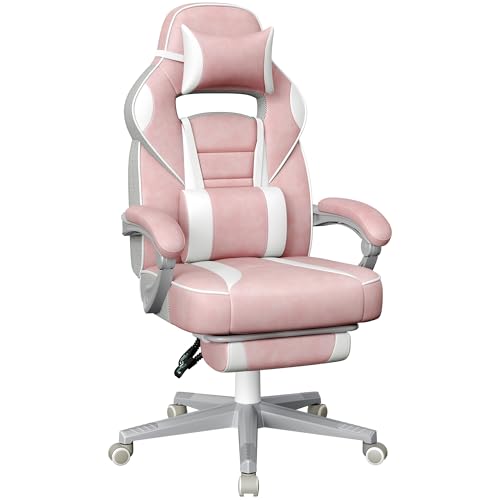 SONGMICS Chaise de Jeu, Fauteuil de Bureau avec Repose-Pieds