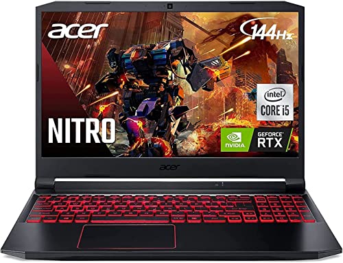 acer Ordinateur portable de jeu Nitro 5 15,6 FHD 144 Hz, Intel Core i5-11400H (jusqu'à 4,5 GHz), GeForce RTX 3050 Ti, 16 Go de RAM 1 To PCIe SSD, clavier rétroéclairé WiFi6 avec tapis de souris