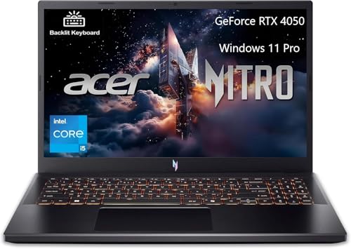 acer Nitro V Ordinateur portable de jeu FHD IPS 165 Hz, Intel Core i5-13420H, GeForce RTX 4050, 64 Go de RAM 2 To SSD, webcam, Wi-Fi, clavier rétroéclairé, station d'accueil 128 Go 9H, Windows 11 Pro