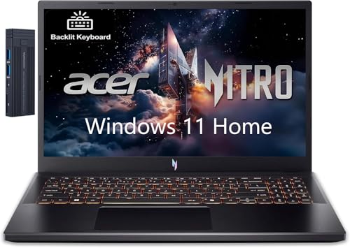 acer Nitro V Ordinateur portable de jeu FHD 15,6 po, Intel Core i5-13420H, GeForce RTX 5050, 64 Go de RAM 2 To SSD, station d'accueil 128 Go 9H, webcam, Wi-Fi, clavier rétroéclairé, Windows 11 Home
