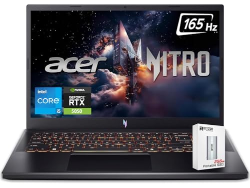 acer Ordinateur portable de jeu Nitro V 15, écran FHD 165 Hz de 15,6 po, 13e Intel 8-Core i5-13420H ( Intel i7-1260P), NVIDIA GeForce RTX 5050 8 Go GDDR7 graphique, Ko rétroéclairé, Win11 Home, W PSD