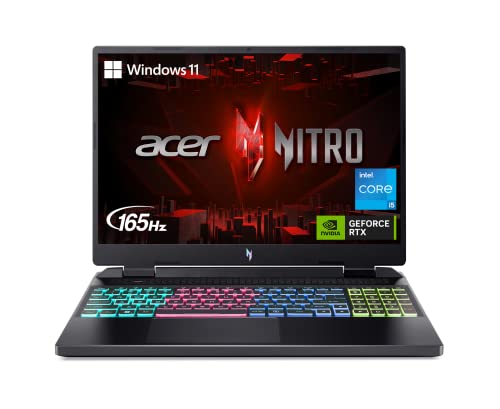 Acer Nitro 16 Ordinateur portable de jeu | Intel i5-13500H | GPU pour ordinateur portable NVIDIA GeForce RTX 4050 | 16 2560 x 1600 165 Hz IPS G-SYNC | 8 Go DDR5 | 512 Go Gen 4 SSD | Wi-Fi 6 |