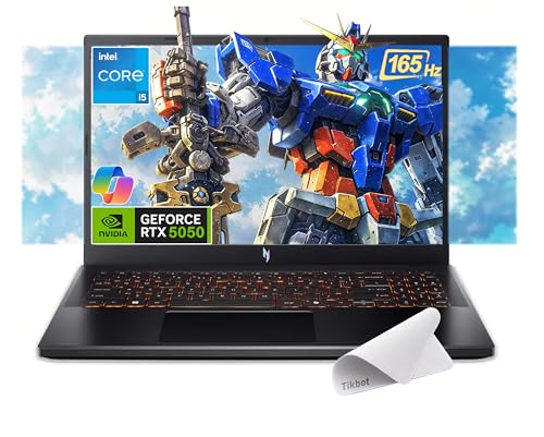 acer Nitro V Ordinateur portable de jeu FHD IPS 165 Hz, Intel Core i5-13420H, NVIDIA GeForce RTX 5050 avec 8 Go de RAM GDDR7, Win11H, avec tapis de souris (32 Go de RAM, SSD PCIe 1 To)