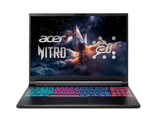 acer Nitro V 16S Ordinateur portable de jeu WUXGA IPS 180 Hz, processeur Intel Core 7 240H, NVIDIA GeForce RTX 5060, rétroéclairage RVB, noir, 16 Go de RAM DDR5, 1024 Go SSD, Windows 11 Famille