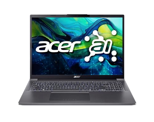 Acer Aspire 16 AI Ready Ordinateur portable | Écran IPS 16 WUXGA 1920 x 1200 | Processeur Intel Core Ultra 7 155U | Intel Graphics | 32 Go LPDDR5X | 1 To Gen4 SSD | Wi-Fi 6E | Windows 11 Home | A16