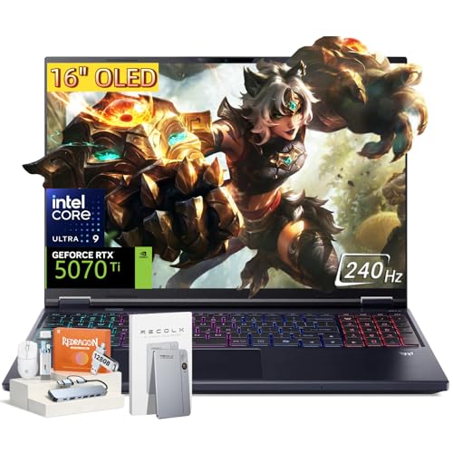 Acer Predator Helios Neo 16S AI Ordinateur Portable Gaming 16 240Hz OLED, RTX 5070Ti, Intel Core Ultra 9 275HX tot 13 NPU Tops, 32 Go DDR5, 1 to SSD, Win11 Pro, W RECOLX AI Voice Recorder, REDRAGON
