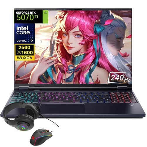 Acer Predator Helios Neo 16S AI Ordinateur portable de jeu, Intel Core Ultra 9 275HX jusqu'à 13 NPU, GeForce RTX 5070Ti, 64 Go DDR5, 4 To SSD, 16 240 Hz 500 nits, Wi-Fi 6E, Win11 Pro, W REDRAGON