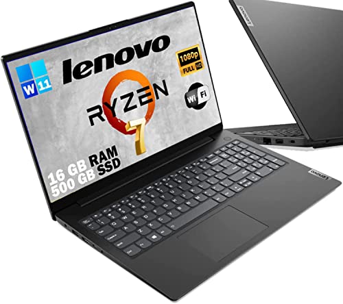 Lenovo Ordinateur portable Cpu Ryzen 7 5700U 8 cœurs jusqu'à 4,3 GHz, RAM 16 Go, SSD NVME M.2 512 Go, écran 15,6 Full HD, clavier italien, 4 usb, wi-fi, hdmi, Win 11 Pro, prêt à l'emploi