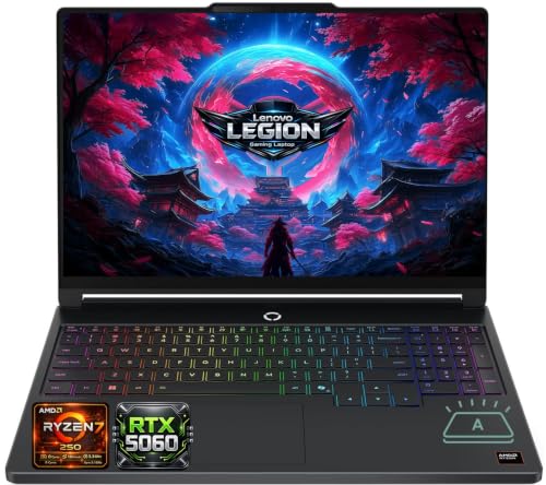 Lenovo Legion 5a Ordinateur portable de jeu, AMD Ryzen 7 250, GeForce RTX 5060, 15,3 WQXGA (2560 x 1600) 165 Hz, RAM DDR5 16 Go, SSD 1 To, Wi-Fi 7, Ethernet, HDMI, USB-C, rétroéclairage RVB, Win 11