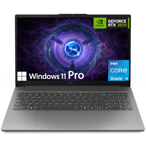 Lenovo LOQ Essential Ordinateur portable de jeu, écran 15,6 po FHD 144 Hz, 8 cœurs Intel Core i5-12450HX, GeForce RTX 3050, 16 Go DDR5, 512 Go SSD, Wi-Fi 6, RJ-45, USB-C, HDMI, lecteur de cartes, non