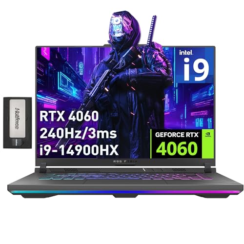 ASUS ROG Strix G16 Ordinateur portable de jeu 16 QHD 240 Hz, Intel i9-14900HX, NVIDIA GeForce RTX 4060, 32 Go DDR5, SSD PCIe 2 To, clavier rétroéclairé, webcam 720p, Win 11 Pro, Eclipse Gray