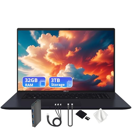 ASUS Vivobook 18 WUXGA Ordinateur portable 18 , AMD Ryzen 7 260, 32 Go DDR5, 3 To de stockage (SSD de 2 To et station d'accueil 1 To), carte graphique AMD Radeon, clavier rétroéclairé, Copilot PC