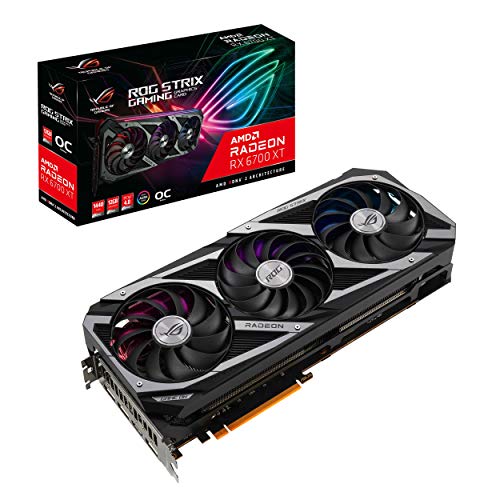 ASUS ROG Strix AMD Radeon RX 6700 XT OC Edition Carte graphique de jeu AMD RDNA 2, PCIe 4.0, GDDR6 12 Go, HDMI 2.1, DisplayPort 1.4a, Axial-tech Fan Design, 2.9 slots, Super Alloy Power II, GPU Tweak II
