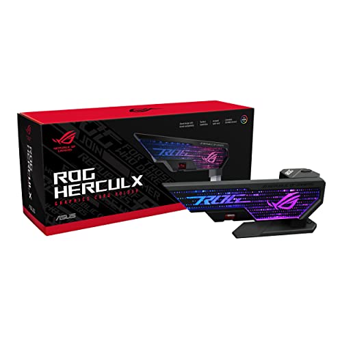 ASUS ROG Herculx Support anti-affaissement pour carte graphique (construction solide en alliage de zinc, installation facile sans outil, niveau à bulle inclus, hauteur réglable, grande compatibilité