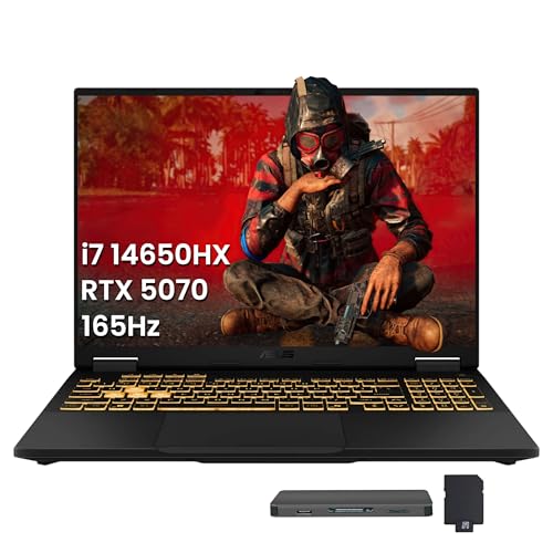 ASUS TUF F16 Ordinateur portable de jeu 16 WUXGA 165 Hz, Intel i7-14650HX, GeForce RTX 5070 8 Go GDDR7, 16 Go DDR5, 1 To SSD, clavier rétroéclairé RVB, caméra infrarouge FHD, Wi-Fi 6E, Win 11 Pro