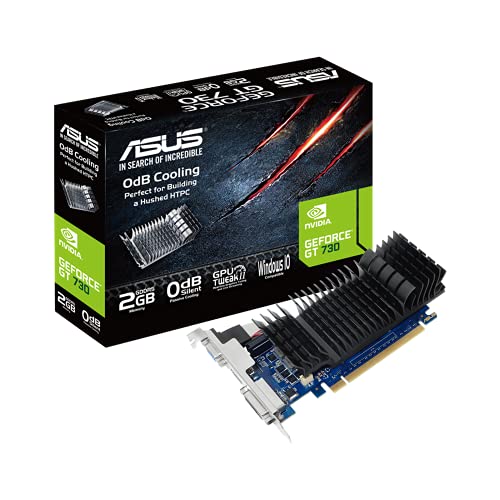 ASUS GeForce GT 730 Carte Graphique GDDR5 Low Profile pour modèles HTPC Silencieux (avec Supports de Port I O) 2 Go