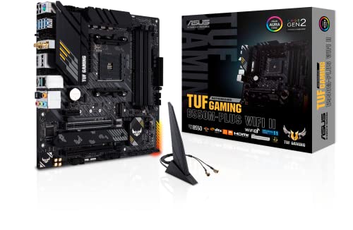 ASUS TUF Gaming B550M-PLUS WiFi II AMD AM4 (3e génération Ryzen) Carte mère de Jeu microATX (PCIe 4.0, WiFi 6 2,5 Go LAN, BIOS Flashback, HDMI 2.1, USB 3.2 Gen 2, en-tête RGB adressable Gen 2 et