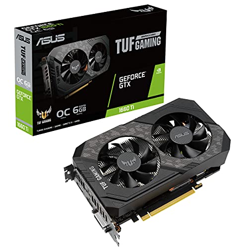 ASUS TUF Gaming NVIDIA GeForce GTX 1660 Ti Evo OC Edition Carte Graphique (PCIe 3.0, 6 Go GDDR6, HDMI 2.0b, DisplayPort 1.4, lubrifiant Spatial, Design Compact, GPU Tweak II)