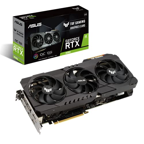 ASUS TUF Gaming NVIDIA GeForce RTX 3080 V2 OC Edition Carte graphique (PCIe 4.0, GDDR6X, LHR, HDMI 2.1, DisplayPort 1.4a, double roulement à billes, certification militaire GPU Tweak II)