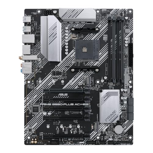 ASUS Prime B550-PLUS AC-HES AMD AM4 (3e génération Ryzen) ATX Carte mère (Dual M.2, PCIe4.0, WIFI5, Ethernet 1 Go, SATA 6 Gbit s, USB 3.2 Gen 2 Type-C, USB 3.2 Gen 1 Type-C et CEC Tier II)