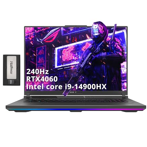 ASUS ROG Strix G18 Ordinateur portable de jeu, 18 po 240 Hz QHD, Intel i9-14900HX, NVIDIA RTX 4060 8 Go, 64 Go DDR5, SSD PCIe 2 To, clavier RVB par touche, Wi-Fi 6E, Win 11 Pro, gris station