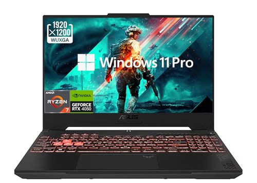 ASUS Ordinateur portable TUF Gaming A16, 16 WUXGA IPS 144 Hz FHD, AMD 6 cœurs Ryzen 7 7445HS, NVIDIA GeForce RTX 4050 (jusqu'à 194 AI Tops), clavier rétroéclairé RVB, Wi-Fi, Bluetooth, Windows 11 Pro