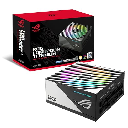 ASUS ROG Loki SFX-L 1200 W Titanium PSU (Alimentation entièrement modulaire, 80 Titane, Ventilateur PWM ARGB 120 mm, Aura Sync, Compatible ATX 3.0, Compatible PCIe 5.0, Garantie 10 Ans)