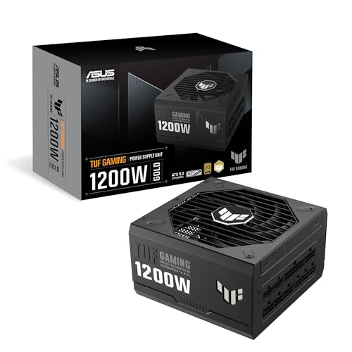 ASUS TUF Gaming 1200 W Gold (1200 W, alimentation entièrement modulaire compatible ATX 3.0, certifié 80 Gold, composants de qualité militaire, double roulement à billes, ventilateur axial, revêtement