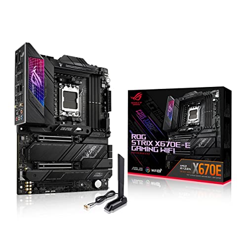 ASUS ROG Strix X670E-E Gaming WiFi 6E Socket AM5 (LGA 1718) Ryzen 7000 ATX Gaming Carte mère (18 2 Niveaux d'alimentation, PCIe 5.0, DDR, 4 emplacements M.2, USB 3.2 Gen 2 x 2, WiFi 6E, Fente PCIe
