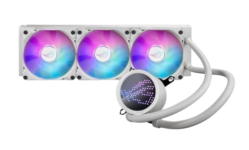 ASUS ROG RYUO III 360 ARGB White Edition Refroidisseur de processeur liquide tout-en-un AIO radiateur de 360 mm, solution de pompe Asetek 8e génération, écran LED Anime Matrix™ et ventilateur ROG AF