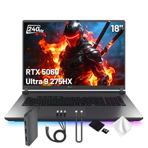 ASUS ROG Strix G18 Ordinateur portable de jeu 18 2,5K 240 Hz, Intel Ultra 9 275HX, NVIDIA GeForce RTX 5060, 32 Go DDR5, 3 To de stockage (SSD de 2 To et station d'accueil de 1 To), clavier