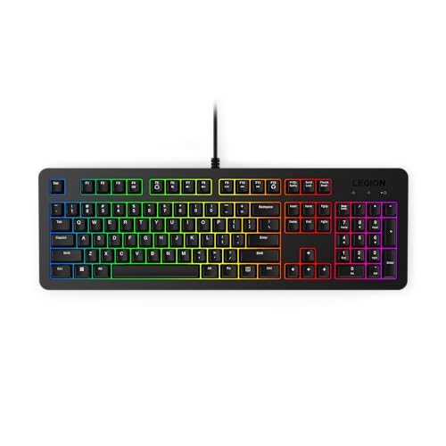 Lenovo Legion K310 RGB Wired Gaming Keyboard - Ultra-Fast Reaction Time with Tactile Keys, Quiet Key Membrane Switches, Silent Operation, RGB Illumination - Water Resistant Compact Design