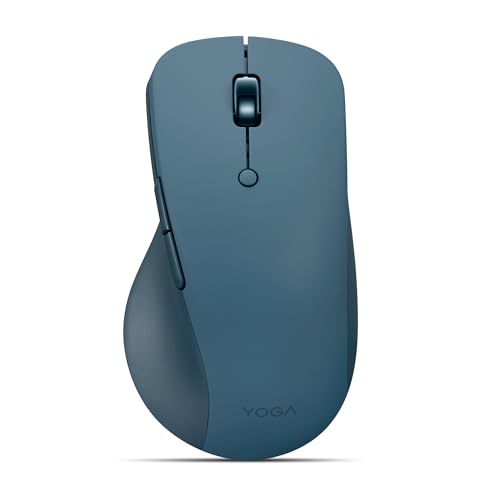 Lenovo Yoga Pro Souris, Rechargeable par USB-C, Double Mode Bluetooth, 6 Boutons, Conception pour droitier, Design Ergonomique, Boutons programmables, molette de défilement métallique - Tidal Teal