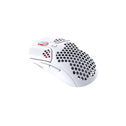 HyperX Pulsefire Haste – Souris de Jeu - Ultra-Légère, 62 g, 100 Heures d’Autonomie, sans Fil 2.4 Ghz, Coque en Nid d’Abeille, Design Hexagonal, Jusqu’À 16 000 DPI, 6 Boutons – Blanche Rose