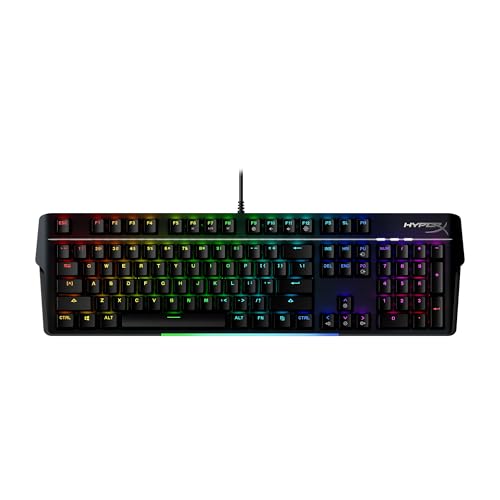 HyperX Alloy MKW100 – Clavier de jeu mécanique, éclairage dynamique RGB, mémoire intégrée pour sauvegarder les profils d’éclairage, interrupteurs mécaniques anti-poussière, cadre en aluminium brossé
