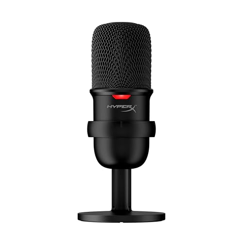 HyperX SoloCast – Microphone de jeu USB à condensateur, pour PC, PS4 et Mac, Désactivation du micro par pression, Diagramme polaire cardioïde, Gaming, Streaming, Podcasts, Twitch, YouTube, Discord