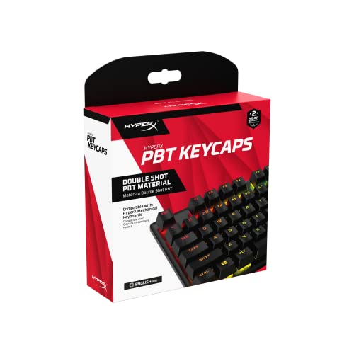 HyperX Capuchons de touches en PBT – Jeu de touches complet, matériau PBT double face, disposition Anglais (ÉU), 104, Noir