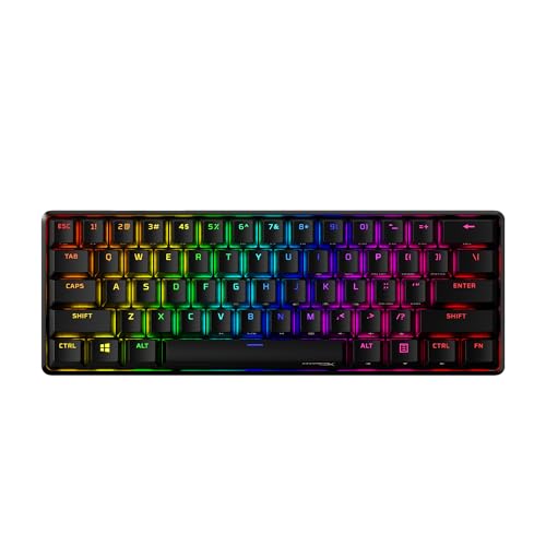 HyperX Alloy Origins 60 – Clavier de jeu mécanique - Format ultra-compact 60 – Interrupteur HyperX Aqua (Tactile) - Touches Double shot PBT - Rétro-éclairage RGB LED