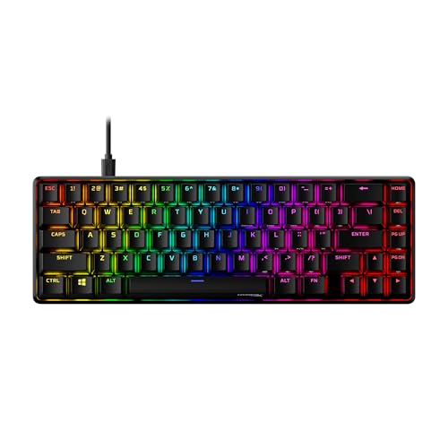 HyperX Alloy Origins 65 – Clavier de Jeu mécanique - Facteur de Forme Ultra-Compact de 65 - Interrupteur Aqua HyperX (Tactile) - Capuchons de Touches PBT à Double Couche - Rétro-éclairage Del RGB