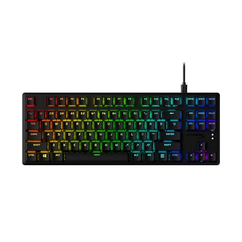 HyperX Alloy Origins Core PBT – TKL Clavier de Jeu mécanique, Touches PBT, éclairage RVB, Compact, Corps en Aluminium, Personnalisable avec HyperX NAuthity, mémoire intégrée – HyperX Tactile Aqua